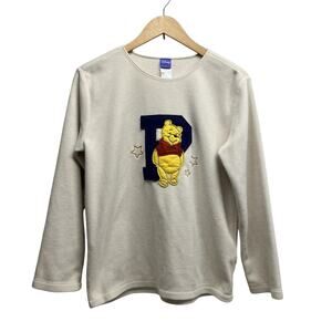 Winnie The Pooh Sweatshirt Vintage Embroidered Fleece Varsity Sweater Size M